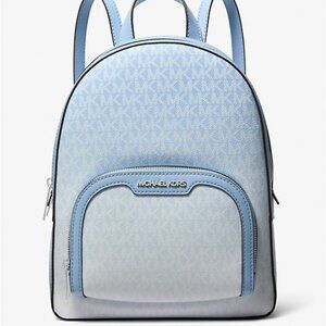 New Michael Kors Jaycee Medium Ombré Signature Logo Backpack Light Sky